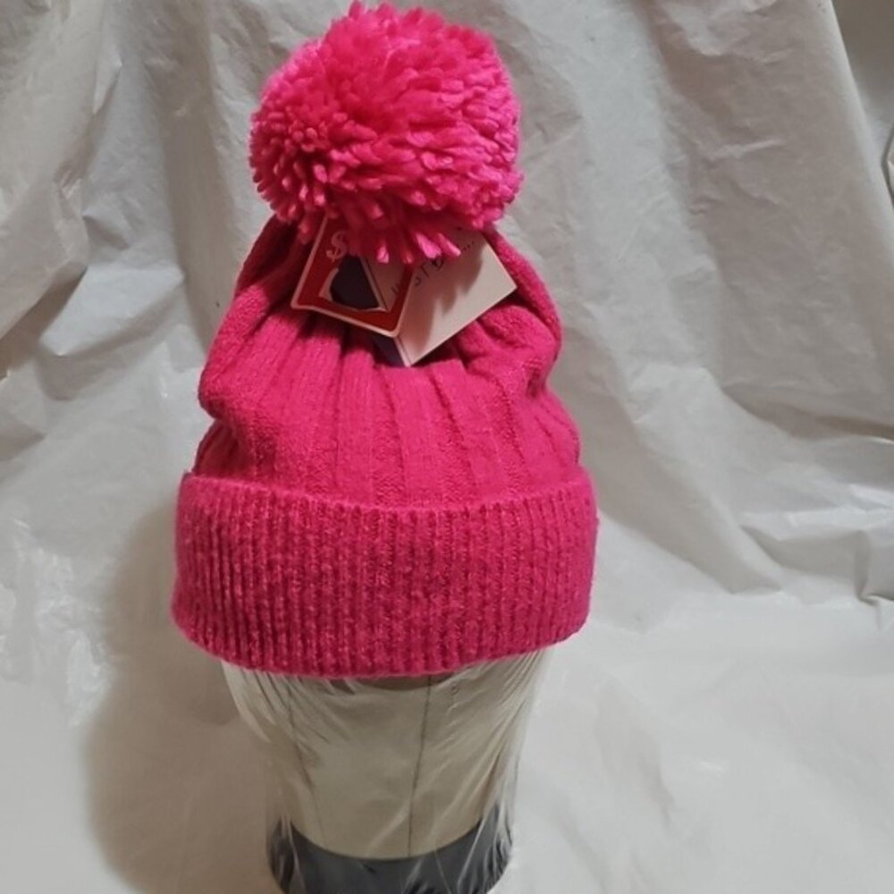 Just be Ladies OSFM Pink Winter Fashion Beanie Hat with Pom New